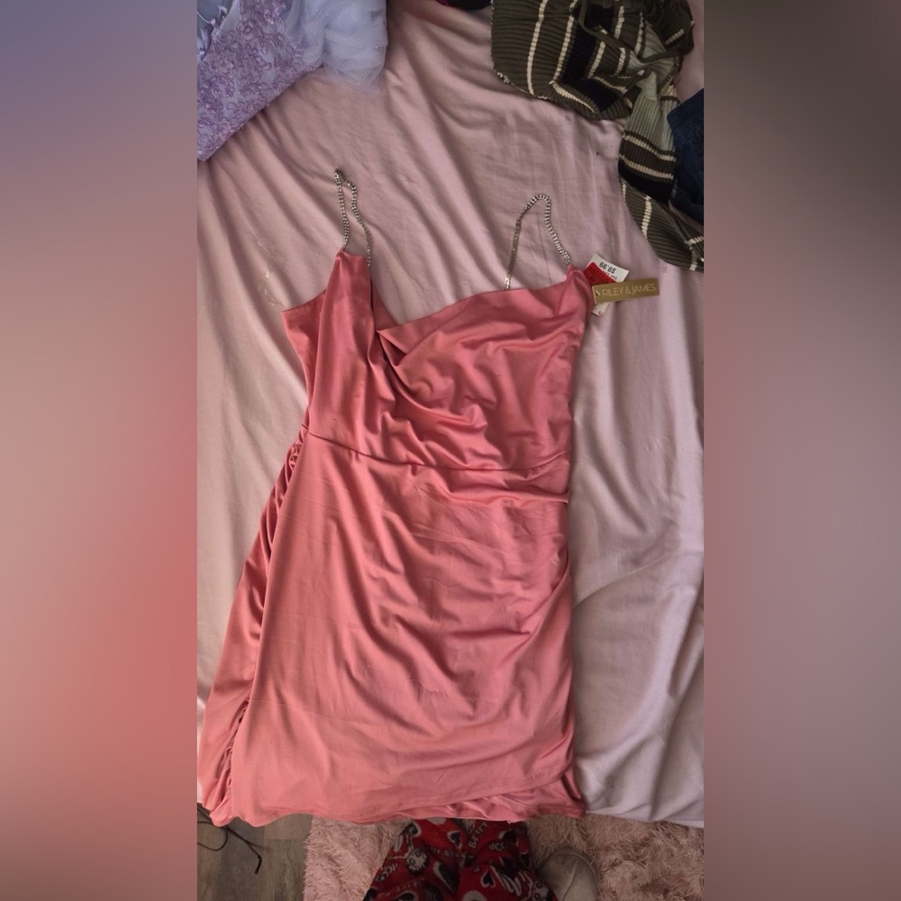 Silver Strap Pink Dress